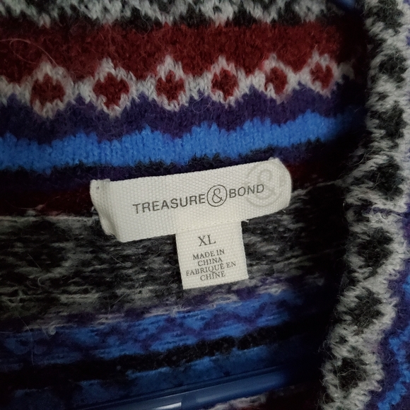 NEW Treasure & Bond Fair Isle Funnel Neck Sweater - Picture 6 of 8